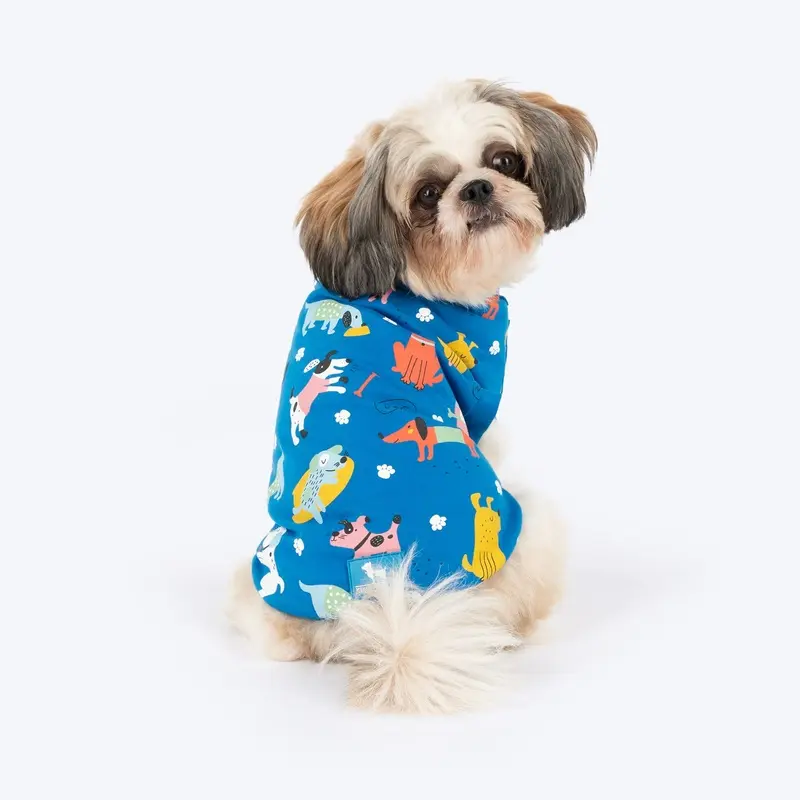HUFT Doodle Days Printed T-Shirt For Small Dog - Blue