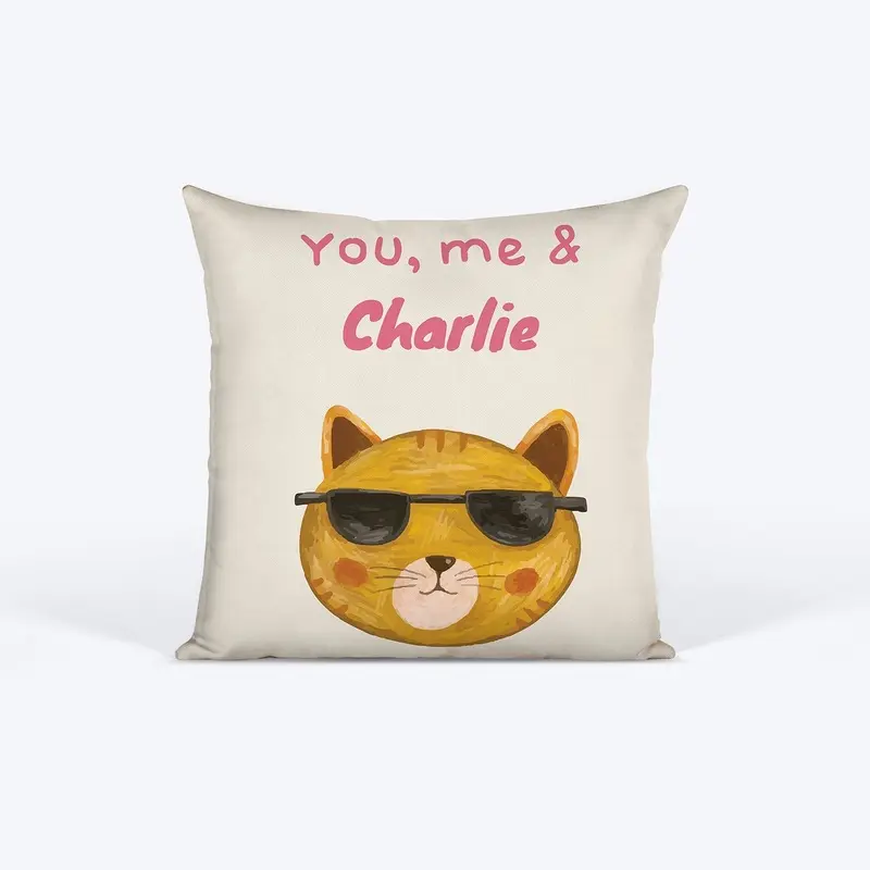 HUFT You Me and (Pet Name) Personalised Cushion For Cats - 12 inches (30 x 30 cm)