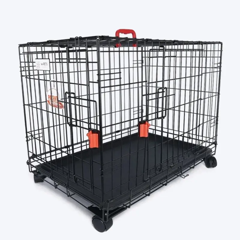 M-Pets Voyager Wire Crate with 2 Doors and Wheels For Dog & Cat