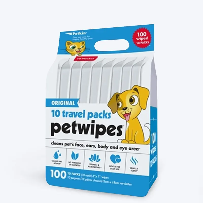 Petkin Travel Pack Pet Wipes - 100 Pcs