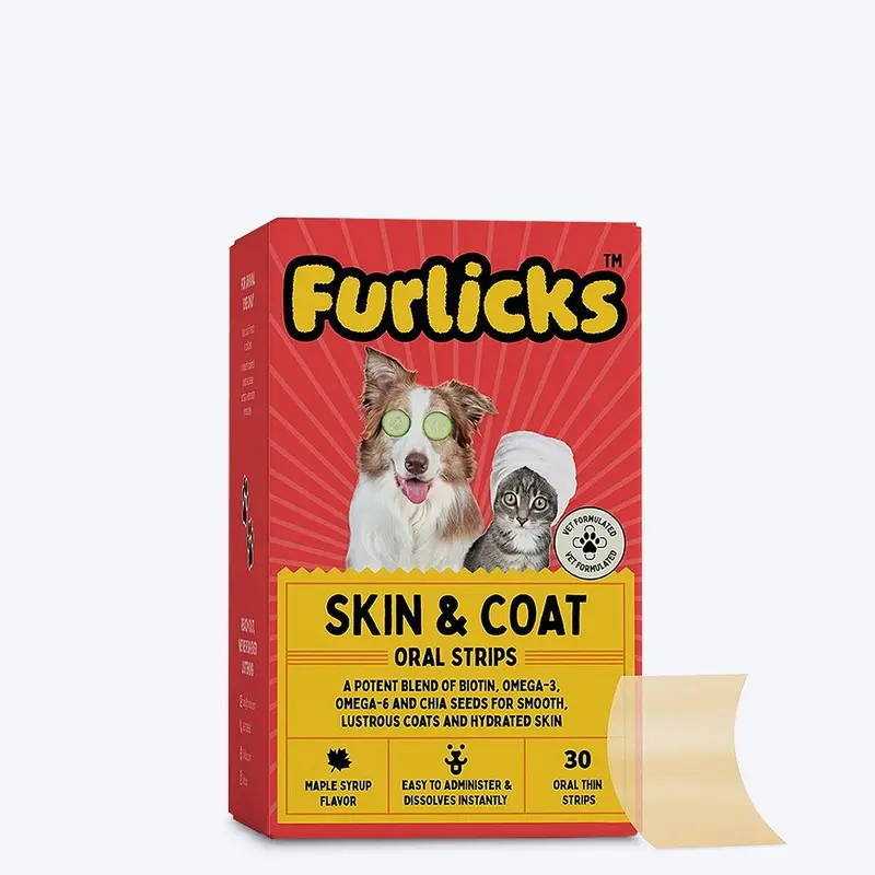 Furlicks Skin & Coat Maple Syrup Oral Food Supplement For Cats & Dogs - 45g (30 Strips)