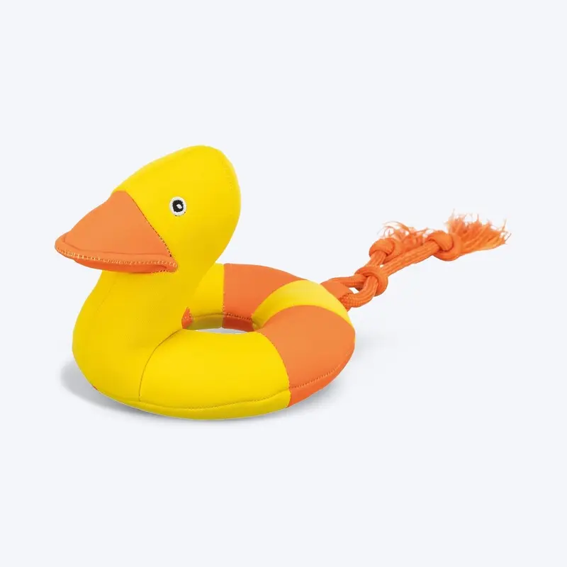 Trixie Aqua Duck On A Rope With Sound Plush Toy For Dogs - Yellow