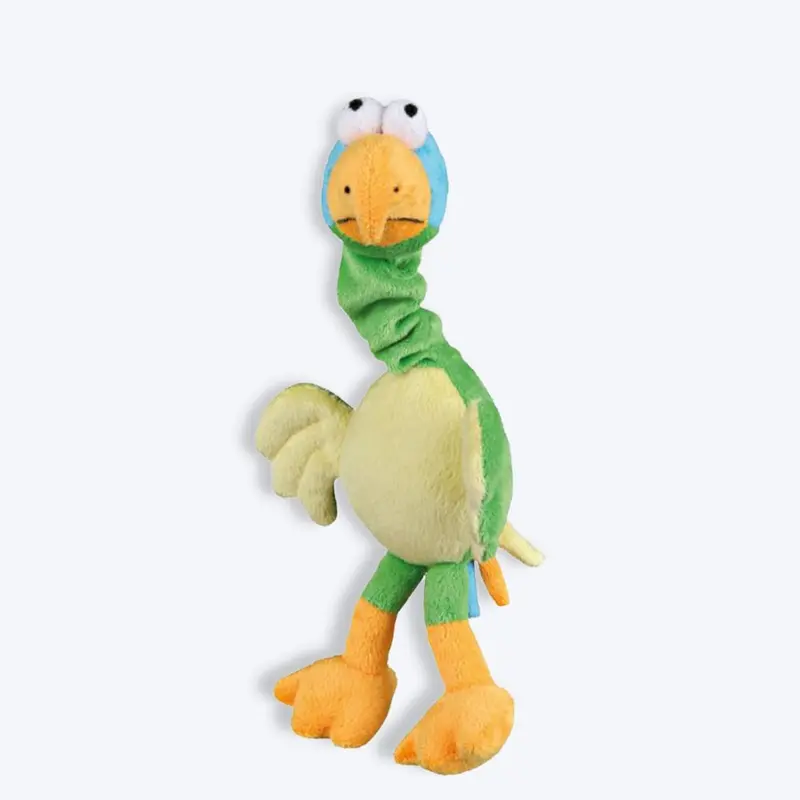 Trixie Bird With Animal Sound & Elastic Neck Plush Dog Toy - Green - 30 cm