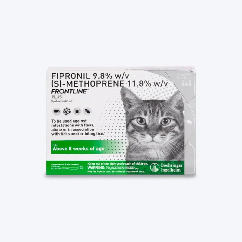 Frontline Plus Spot On Flea & Tick Solution For Cats & Kitten (Above 8 Weeks)