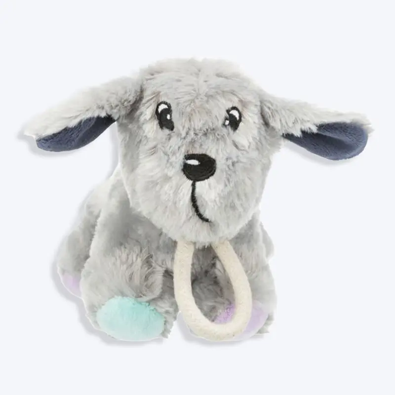 Trixie Junior Dog With Rope & Sound Plush Toy For Dogs - Grey - 24 cm