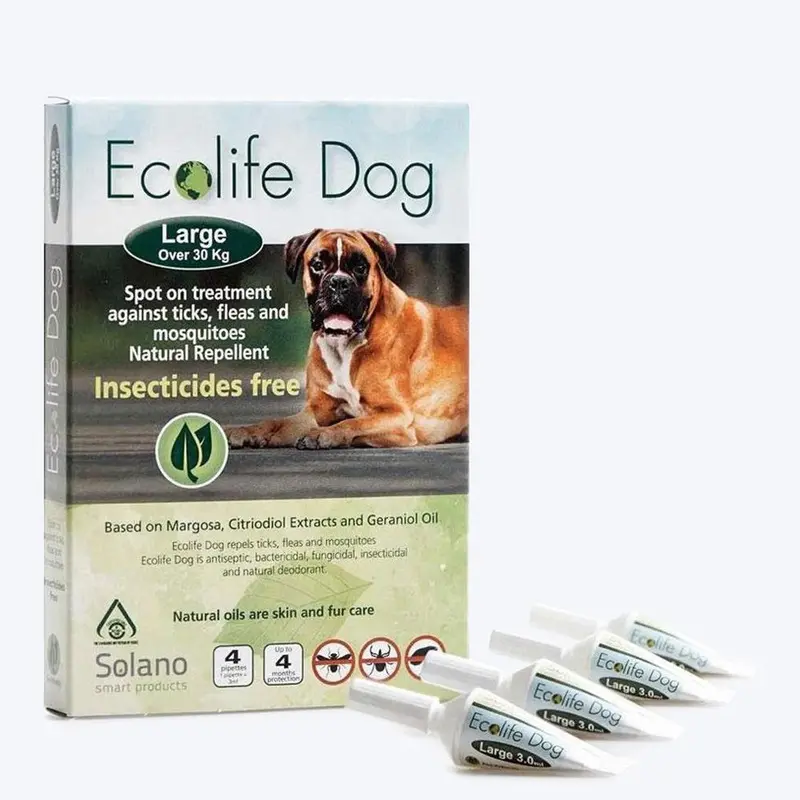 Ecolife Dog Spot On - Tick and Flea Solution for Large Dogs (Over 30 kg)