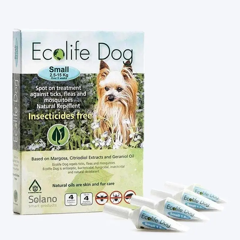 Ecolife Dog Spot On - Tick and Flea Solution for Small Dogs (2.5 to 15 kg)