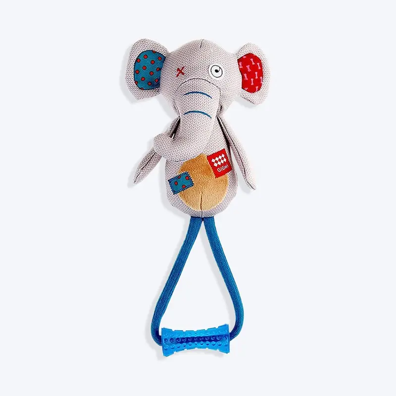 GiGwi Friendz Dog Plush Toy - Elephant (with TPR Johnny Stick)