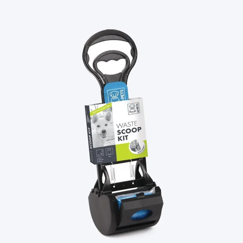 M-Pets Waste Scoop Kit - Black & Blue - 10 waste bags with Handles
