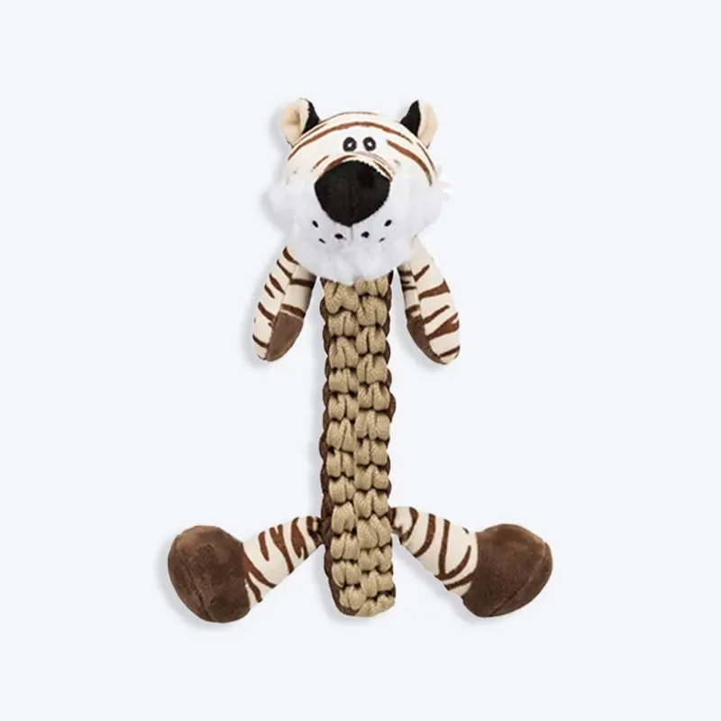 Trixie Tiger Robust & Plaited Body With Sound Plush Dog Toy - Brown - 32 cm