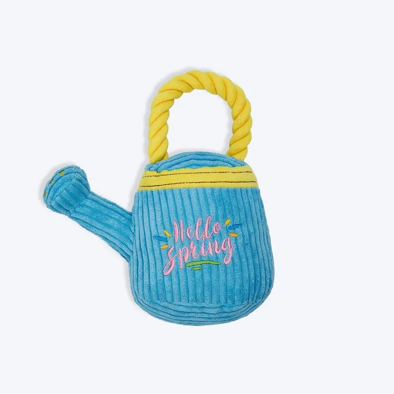 FOFOS Garden Watering Can Squeaky Plush Toy For Dog - Blue & Yellow