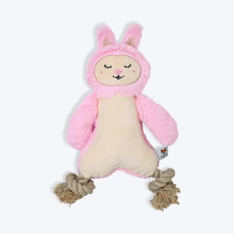 FOFOS Rope leg Rabbit Squeaky Plush Toy For Dog - Pink