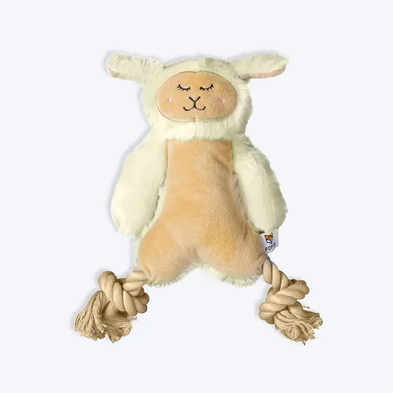 FOFOS Rope leg Sheep Squeaky Plush Toy For Dog -  Beige & Off White