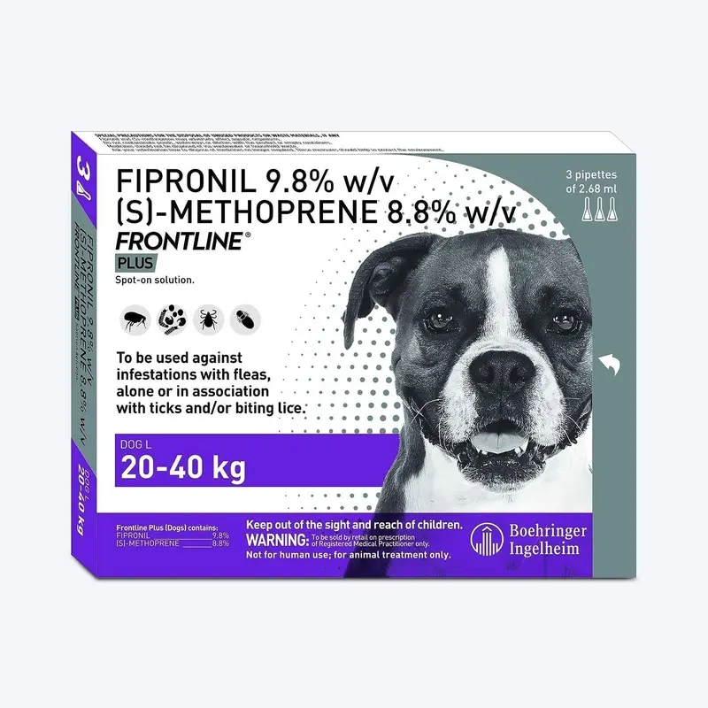 Frontline Plus Spot On Flea & Tick Solution For Dogs - Large Breed (Over 20 Upto 40 kg)