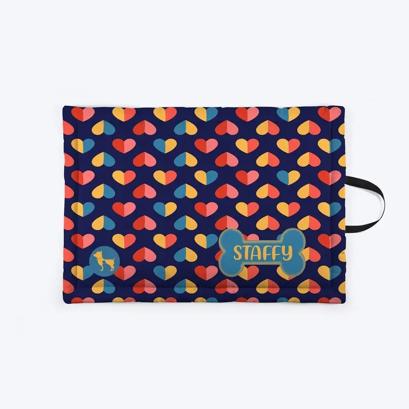 HUFT Love Struck Personalised Mat For Dog & Cat - Navy Blue