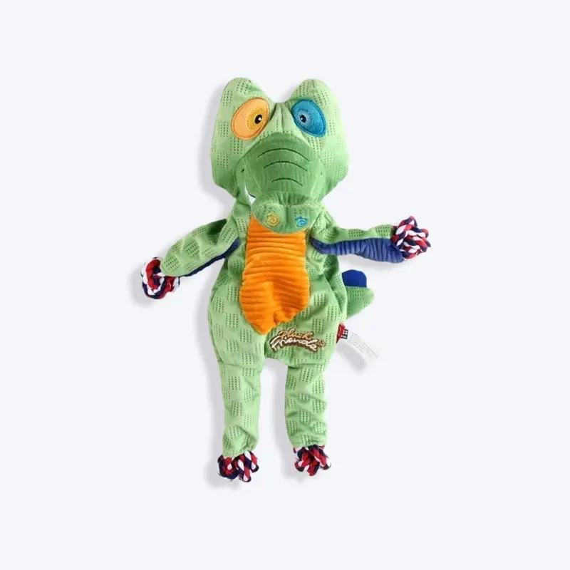 GiGwi Crocodile Friendz Rope With Squeaker Plush Dog Toy - Green - M
