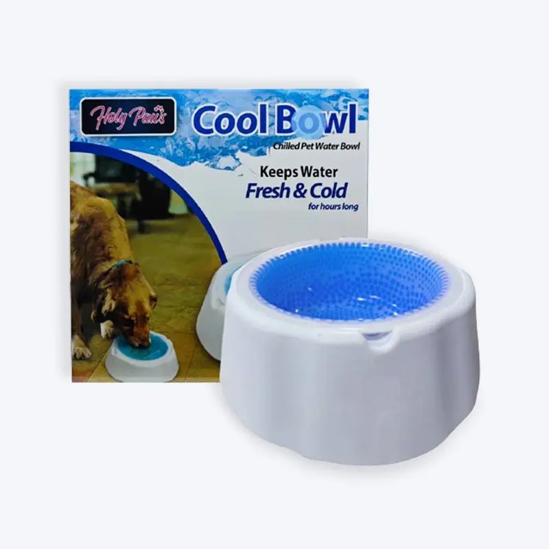 Holy Paws Cool Bowl For Dog & Cat - White & Blue
