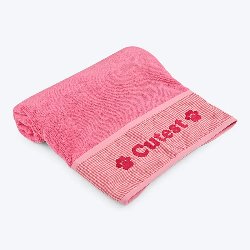 HUFT Cutest Microfibre Towel For Dogs & Cats - Light Pink