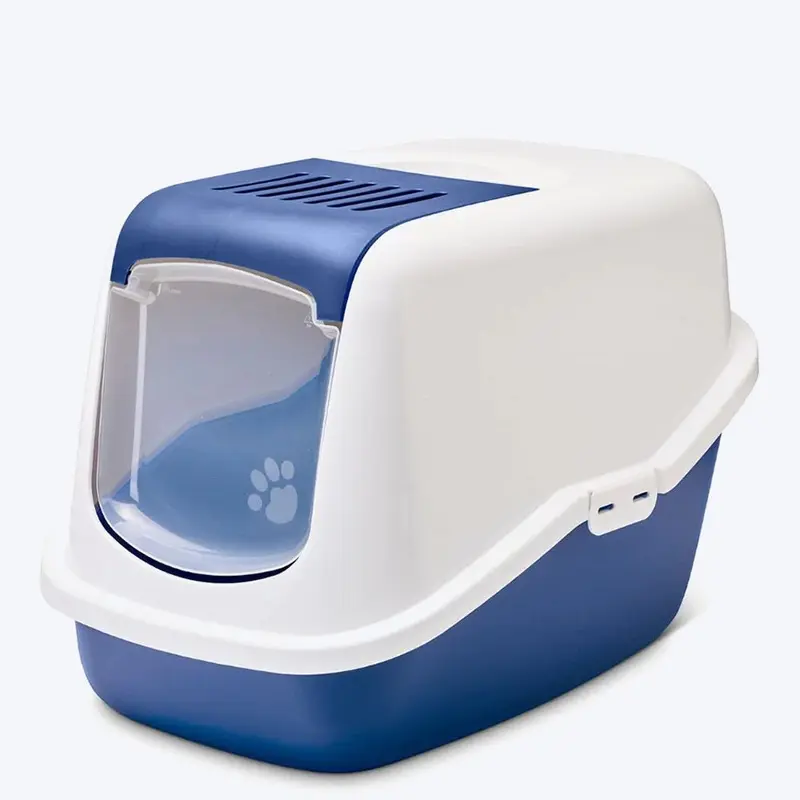 Savic Nestor Cat Toilet Box - Nordic - Blue/White - 22 x 15 x 15 inch