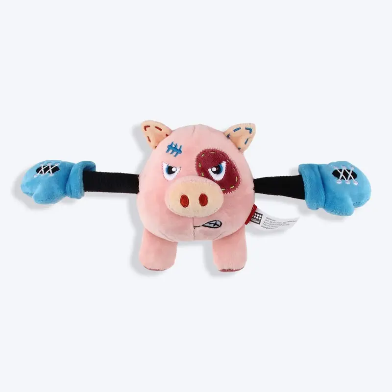 GiGwi Pig Rock Zoo King Boxer With Squeaker Dog Toy - Pink - S