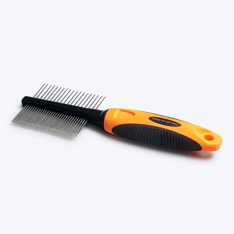 HUFT Double Sided Steel Comb for Cats & Dogs - Orange