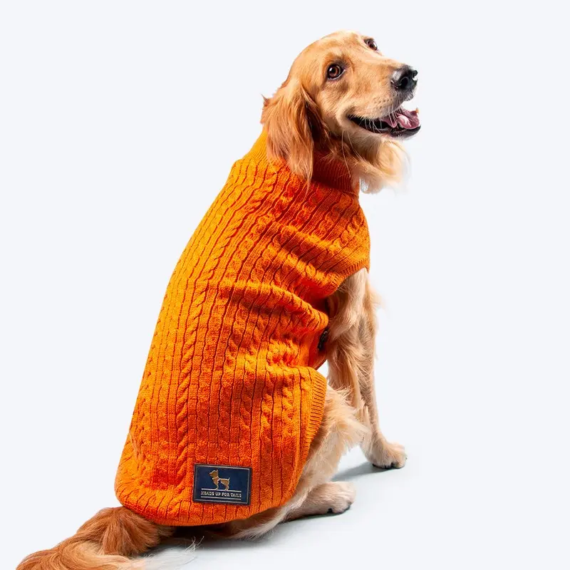 HUFT Cable Knit Dog Sweater - Orange