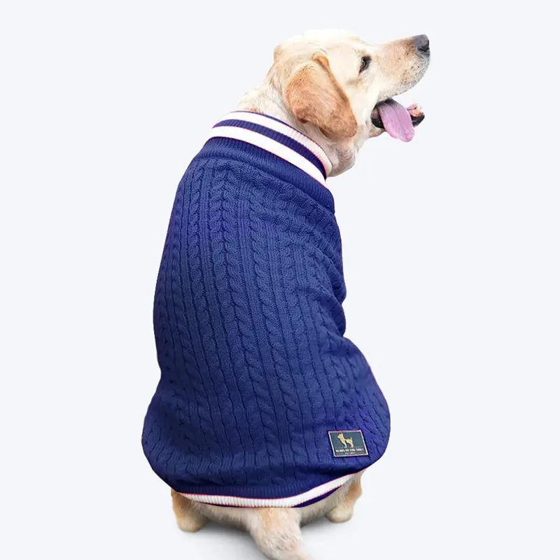 HUFT Striped Cable Knit Dog Sweater - Navy