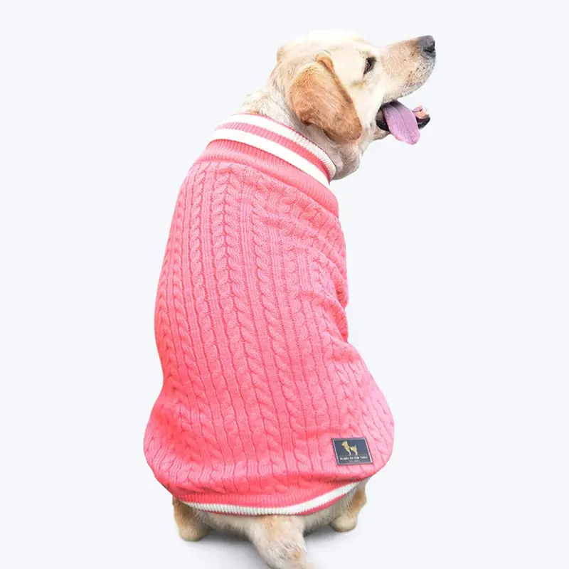 HUFT Striped Cable Knit Dog Sweater - Pink