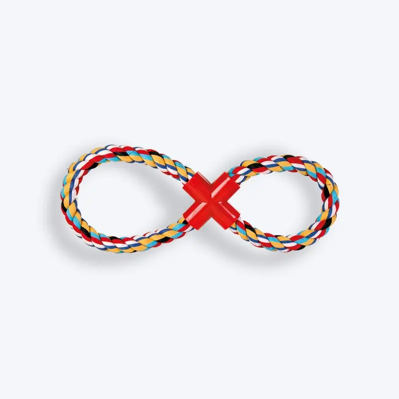 Trixie Tugger With Plastic Cross Rope Toy For Dogs - Assorted - 35 cm