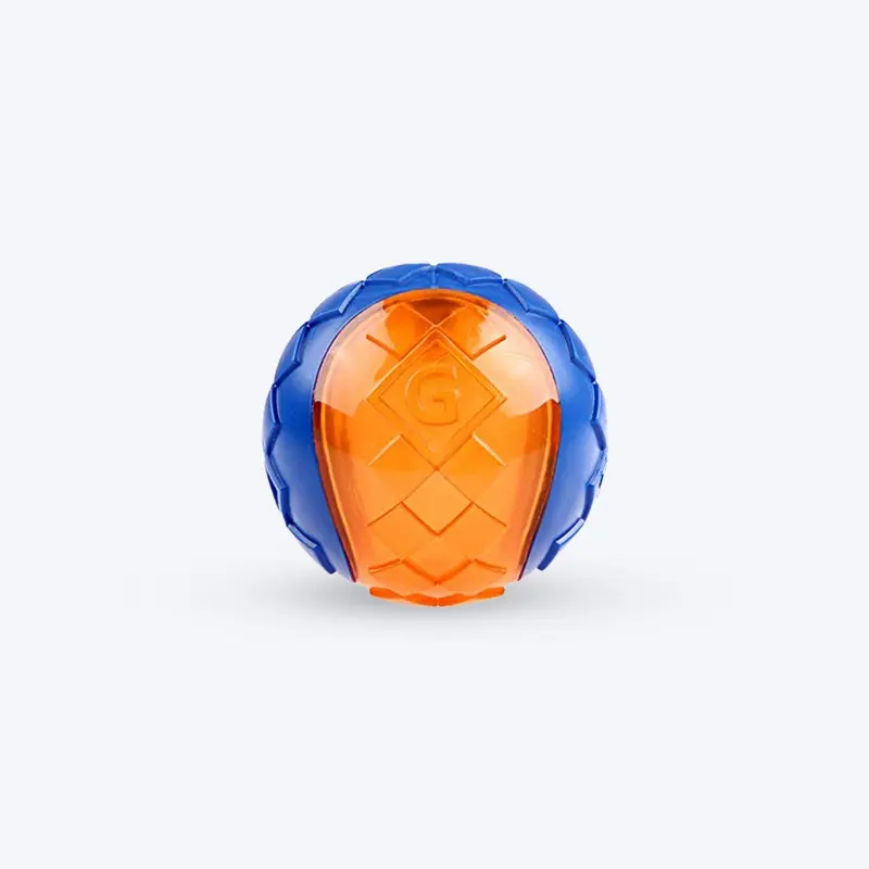 GiGwi Ball Squeaker Dog Chew Toy - solid/transparent - Blue/Orange