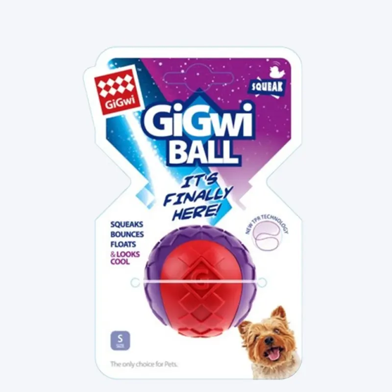 GiGwi Ball Squeaker Toy for Dogs - Red/Purple