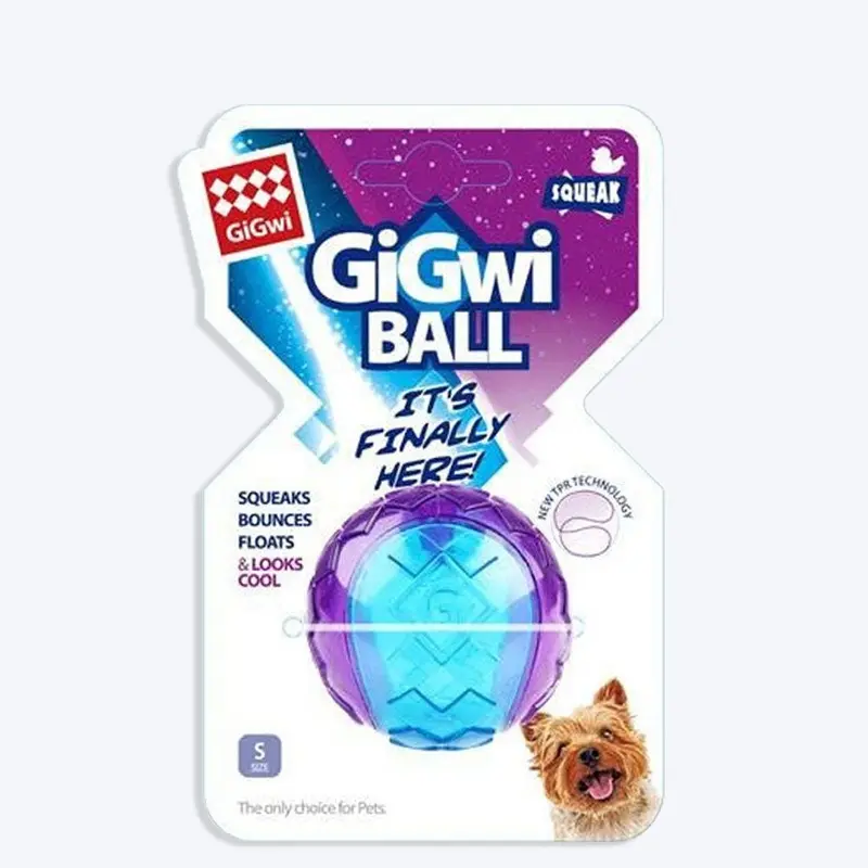 GiGwi Squeaker Transparent Dog Ball Purple/Blue - Medium (Pack of 1)