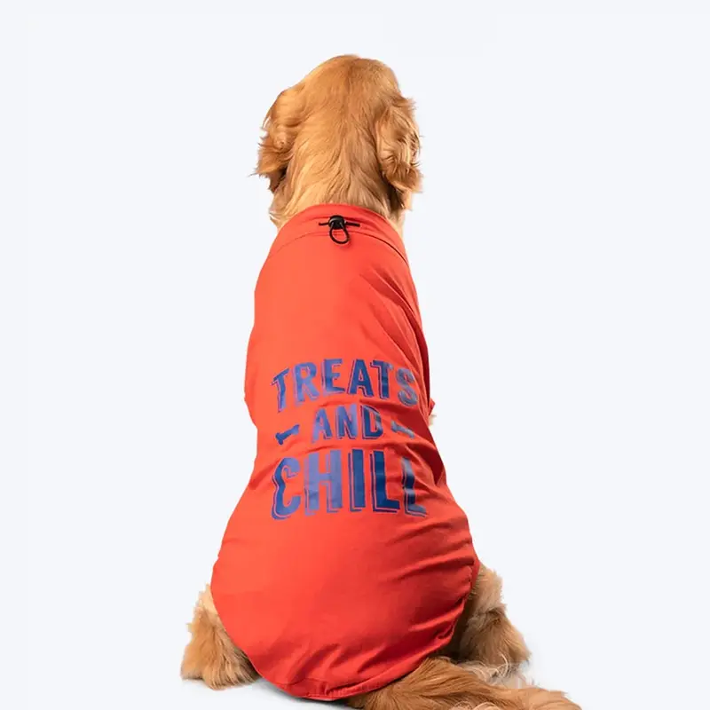 HUFT Treats And Chill T-Shirt For Dog - Deep Coral