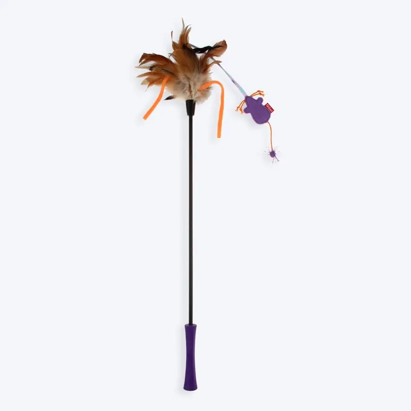 GiGwi 'Feather Teaser' Catwand with Natural Feather and Mouse & TPR Handle Toy For Cat
