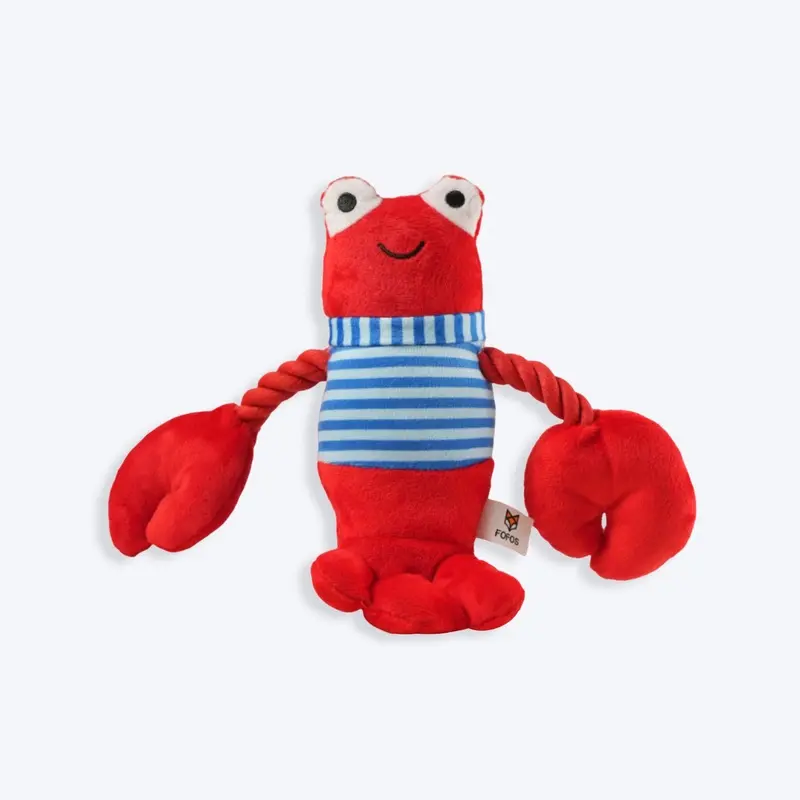 FOFOS Lobster Sealife Squeaky Plush Dog Toy - Red
