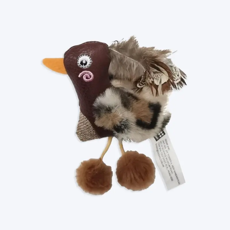 GiGwi Duck Catch And Scratch Ecoline With Slivervine Leaves And Leatherette Cat Toy