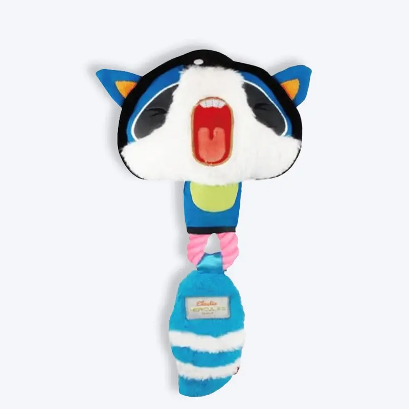 GiGwi Racoon Elastic Tug Hercules With Squeaker Fetch Dog Toy - Blue - M