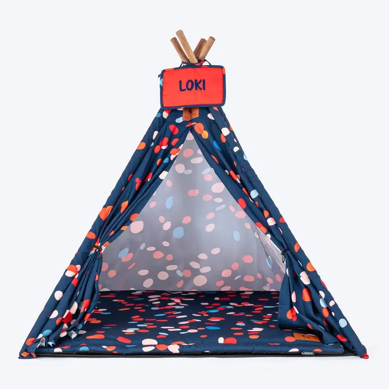 HUFT Personalised Color Pop Teepee Tent For Dogs & Cats - Navy Blue