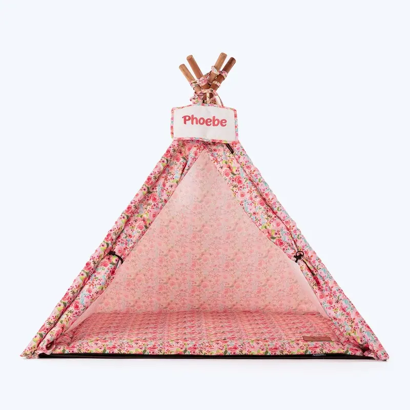 HUFT Personalised Fresh Blooms Teepee Tent For Dogs & Cats - Pink