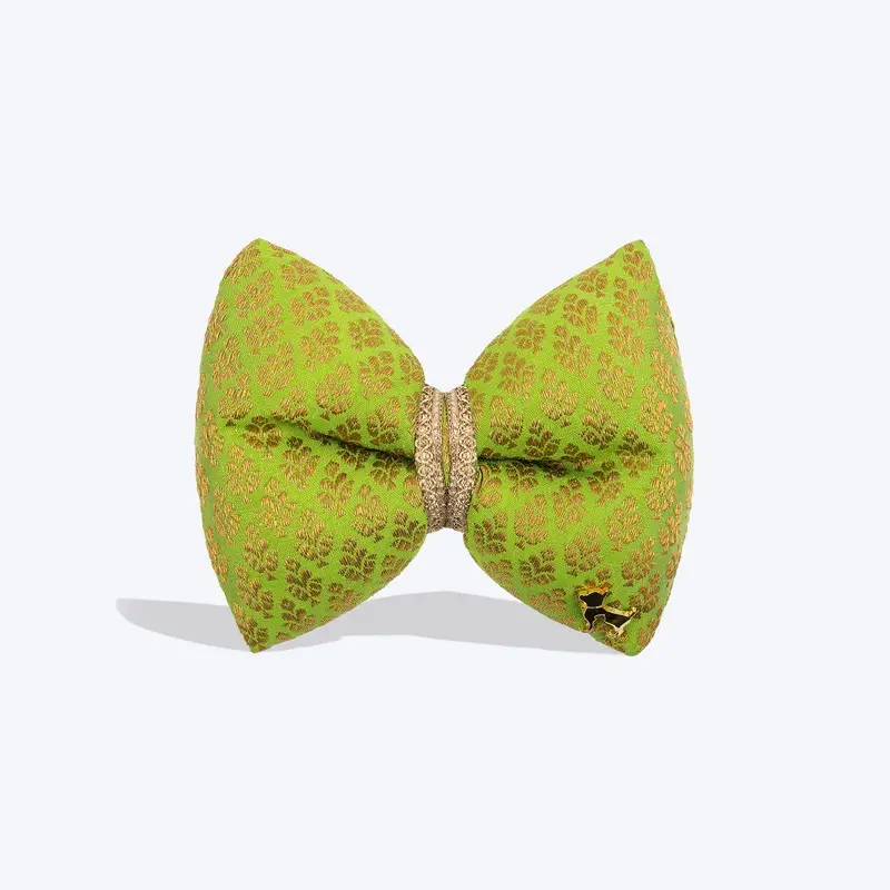 HUFT Shahi Brocade Bow Tie For Dog - Lime Green