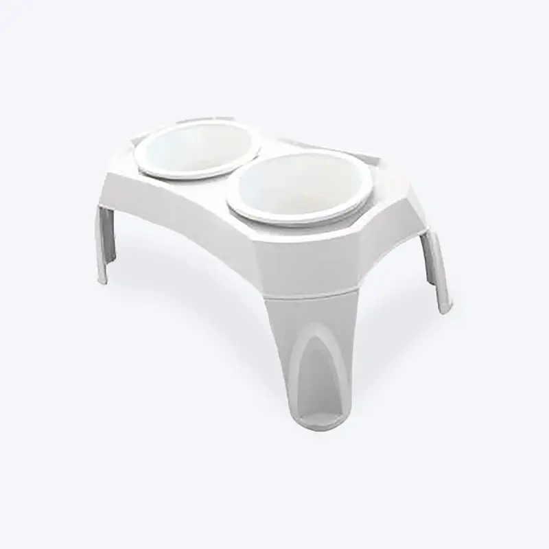 M-PETS Combi Double Melamine Bowl For Dogs & Cats - Off White