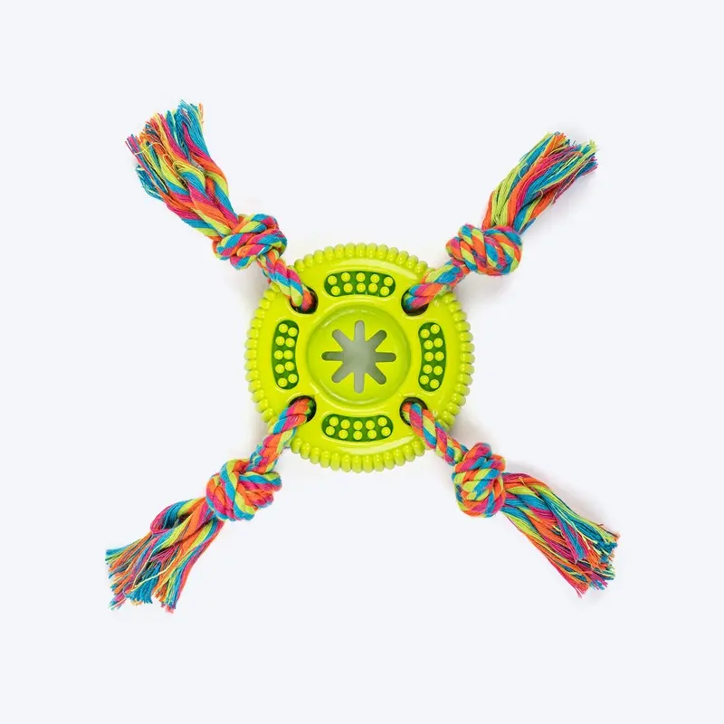 TLC Tyre With Rope Chew Toy For Dog - Green