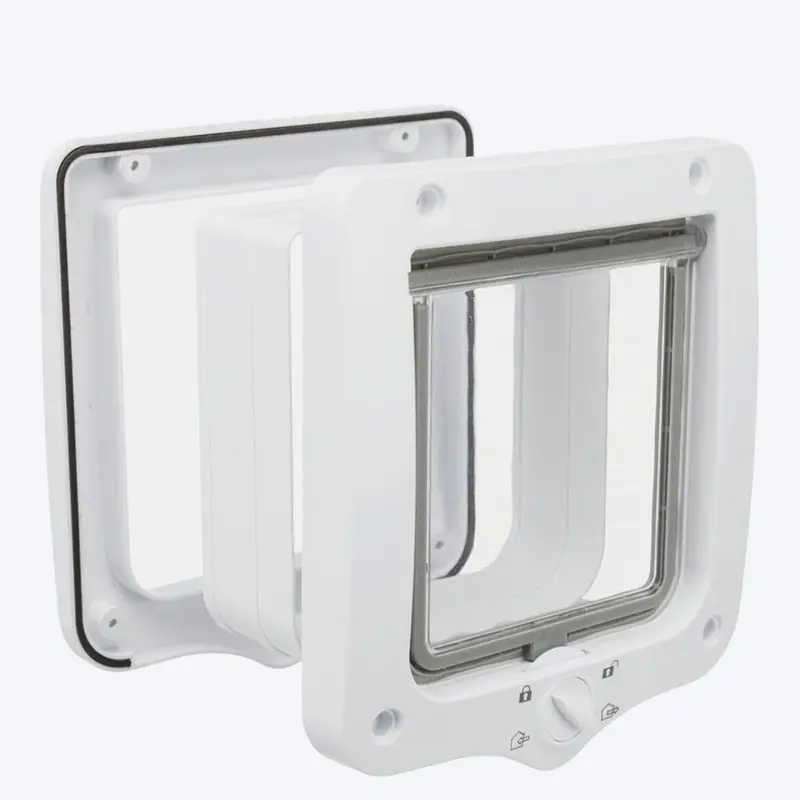 Trixie 4-Way Flap Door with Tunnel For Cats - White
