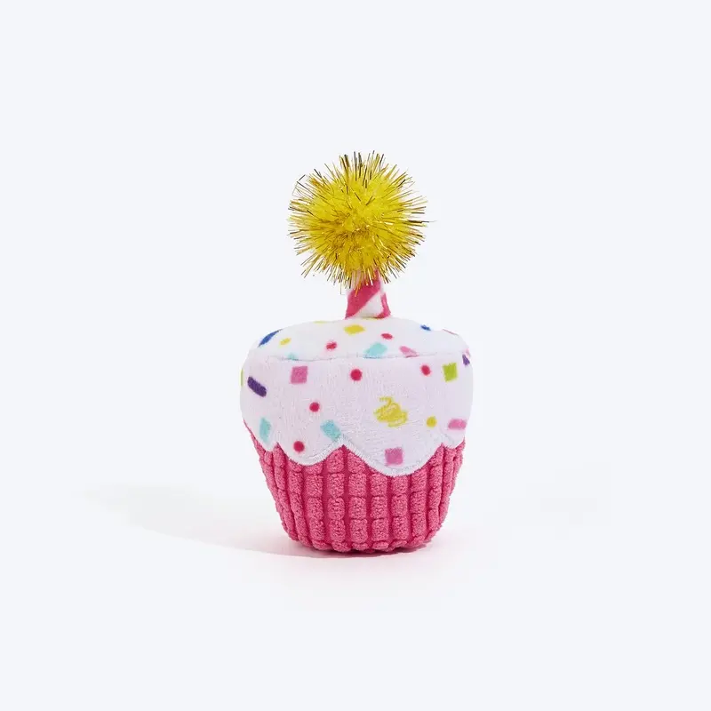 FOFOS Birthday Cake Catnip Inside Plush Toy For Cat - White & Pink