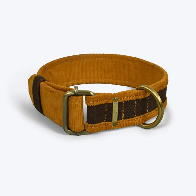 IndieGood Matching Corduroy Dog Collar & Bracelet Set For Humans - Brown
