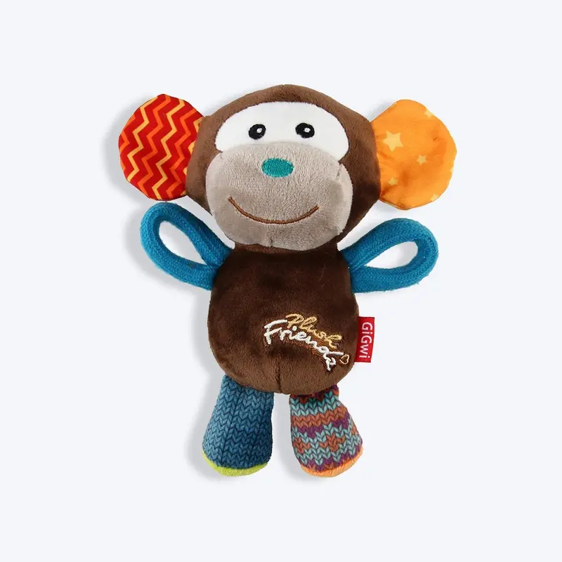 GiGwi Friendz Dog Plush Toy - Monkey (with Squeaker)