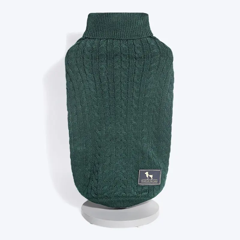 HUFT Cable Knit Cat Sweater - Dark Green