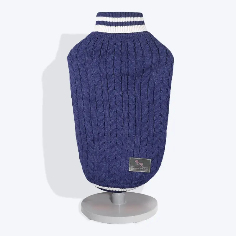 HUFT Striped Cable Knit Cat Sweater - Navy