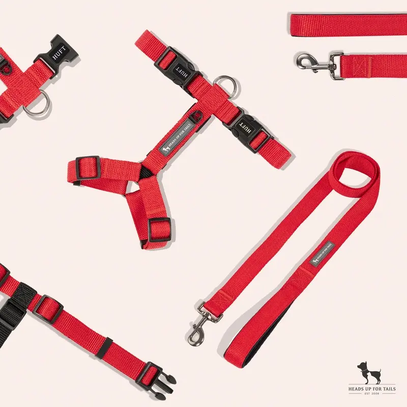HUFT Basics Dog H-Harness & Leash Set - Crimson Red
