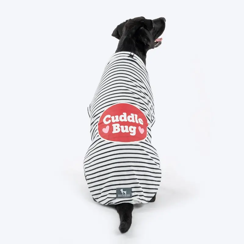 HUFT Cuddle Bug Striped T-Shirt For Dog - Black & White